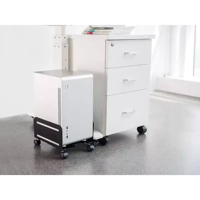 Pied de support mobile pour tour de processeur, boîtier d'ordinateur en acier – Construction en acier thermolaqué noir – Collection Workstream