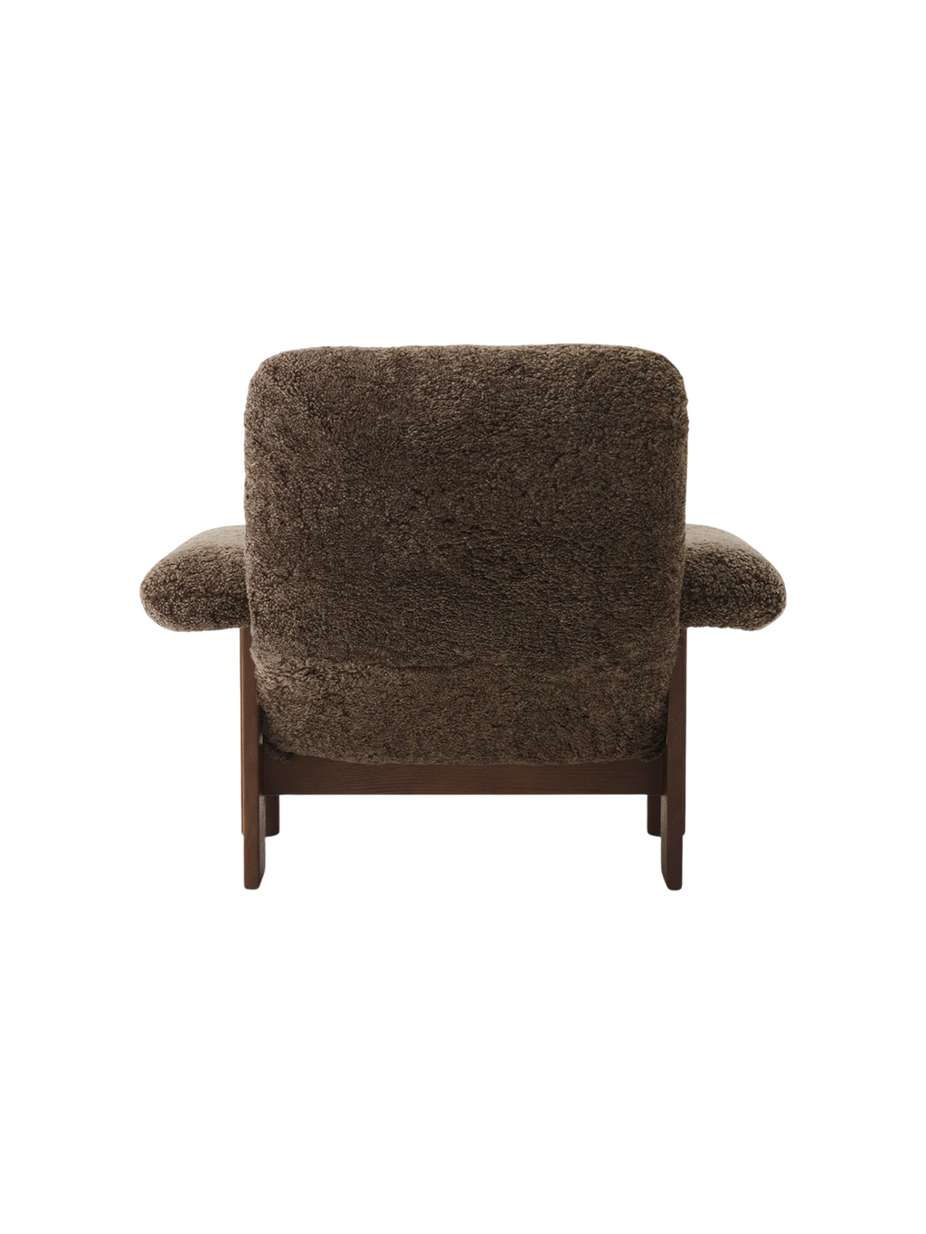 Fauteuil scandinave mi-siècle à dossier haut en peau de mouton avec accoudoirs exagérés pour salon et chambre