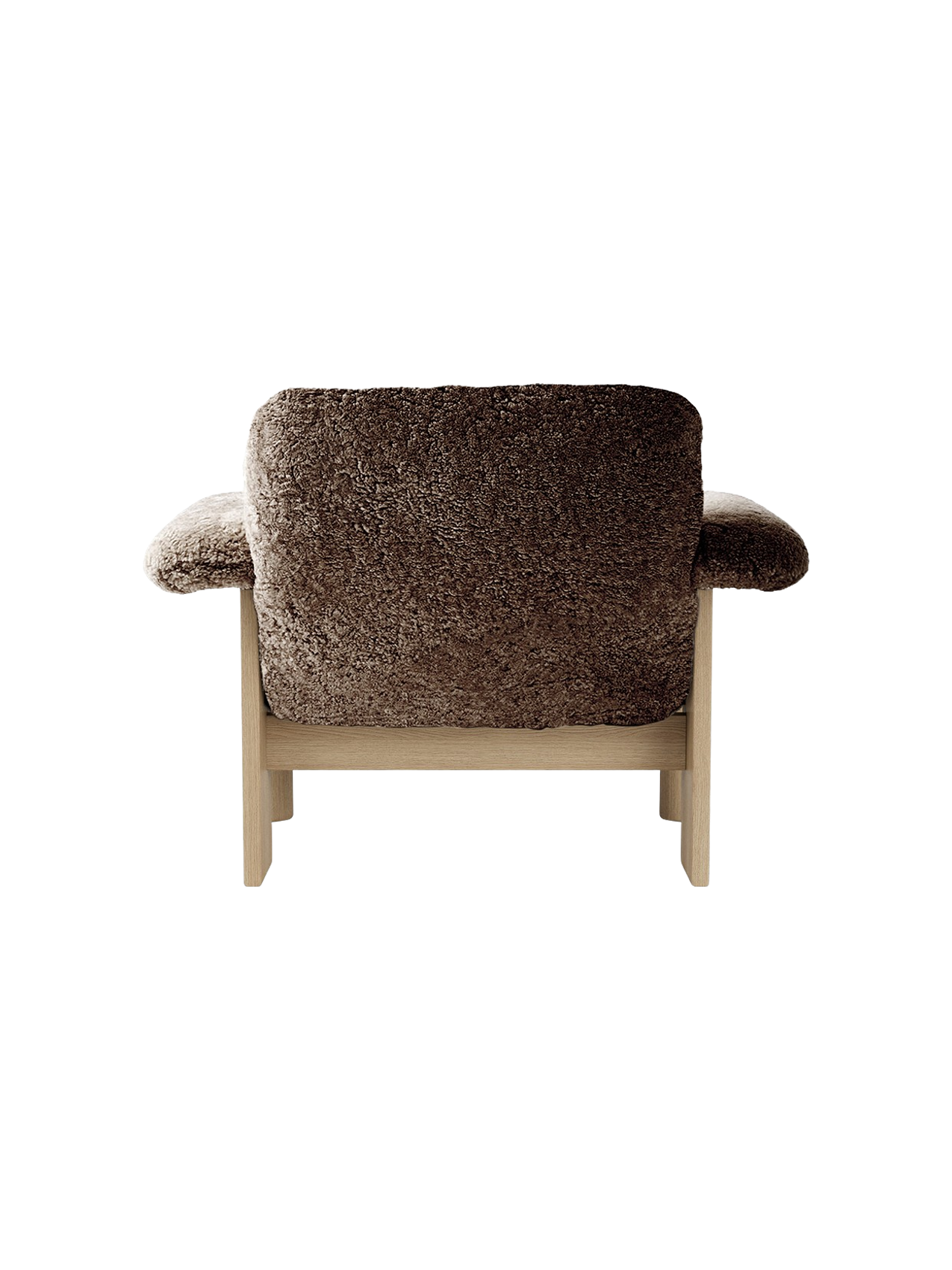Fauteuil scandinave mi-siècle à dossier bas en peau de mouton avec cadre en bois pour salon et chambre