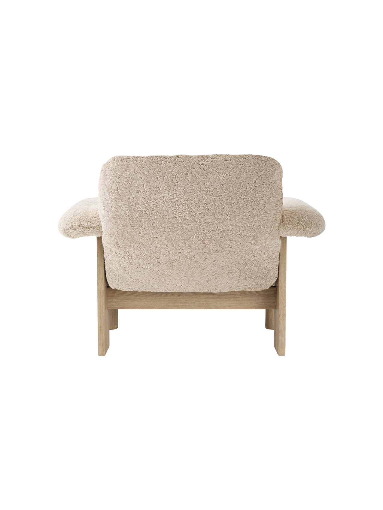 Fauteuil scandinave mi-siècle à dossier bas en peau de mouton avec cadre en bois pour salon et chambre