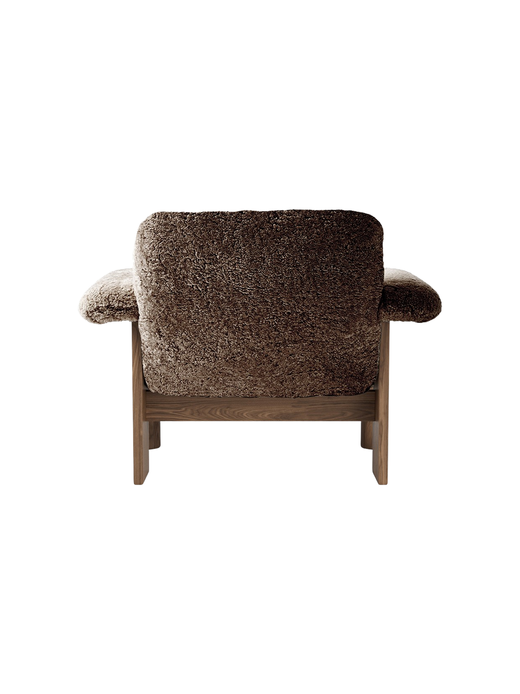 Fauteuil scandinave mi-siècle à dossier bas en peau de mouton avec cadre en bois pour salon et chambre