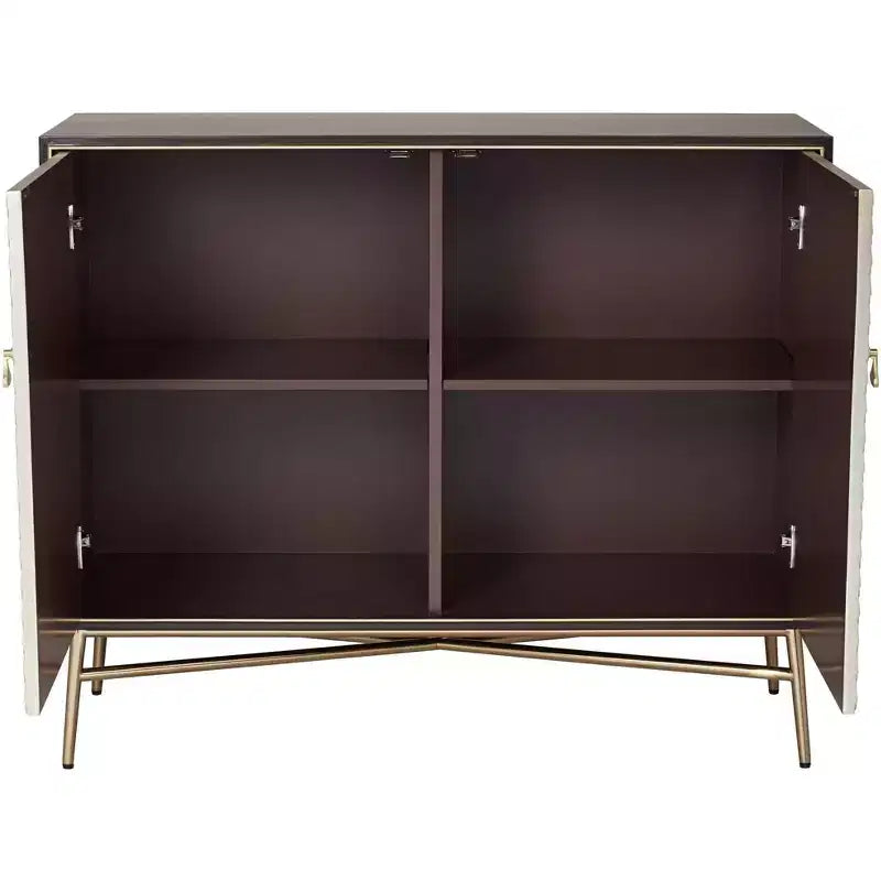 55 Downing Street Auric Meuble bas moderne en acajou et laiton de 35 1/2 po de large