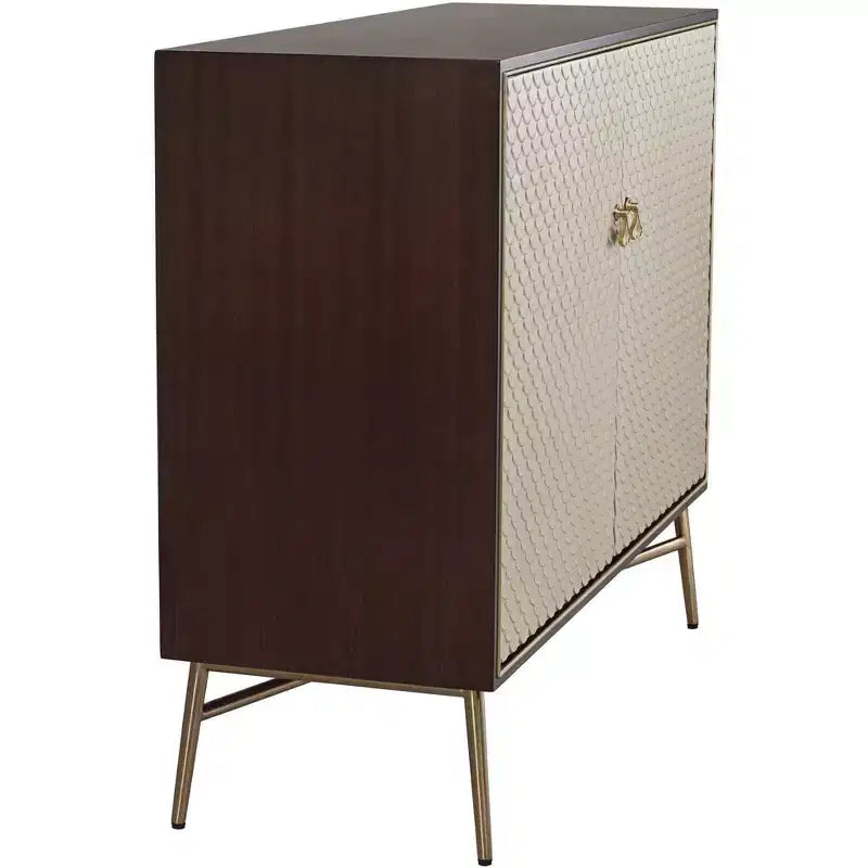 55 Downing Street Auric Meuble bas moderne en acajou et laiton de 35 1/2 po de large