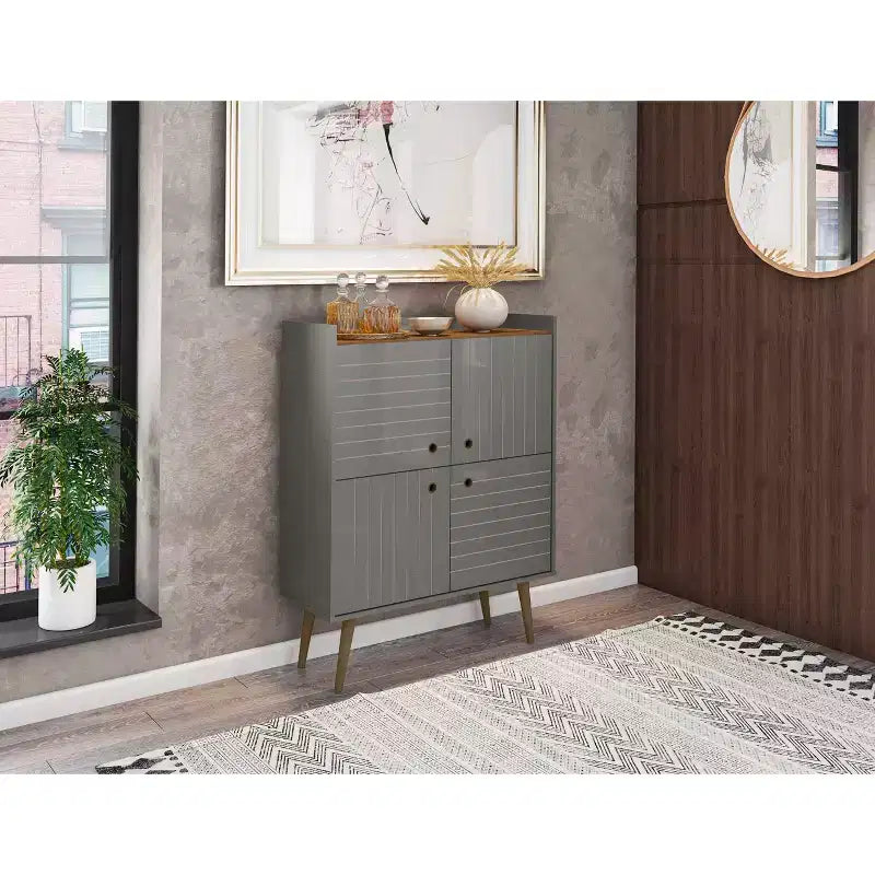45,5 Bogart Armoire d'appoint 4 étagères de style Mid-Century Modern -