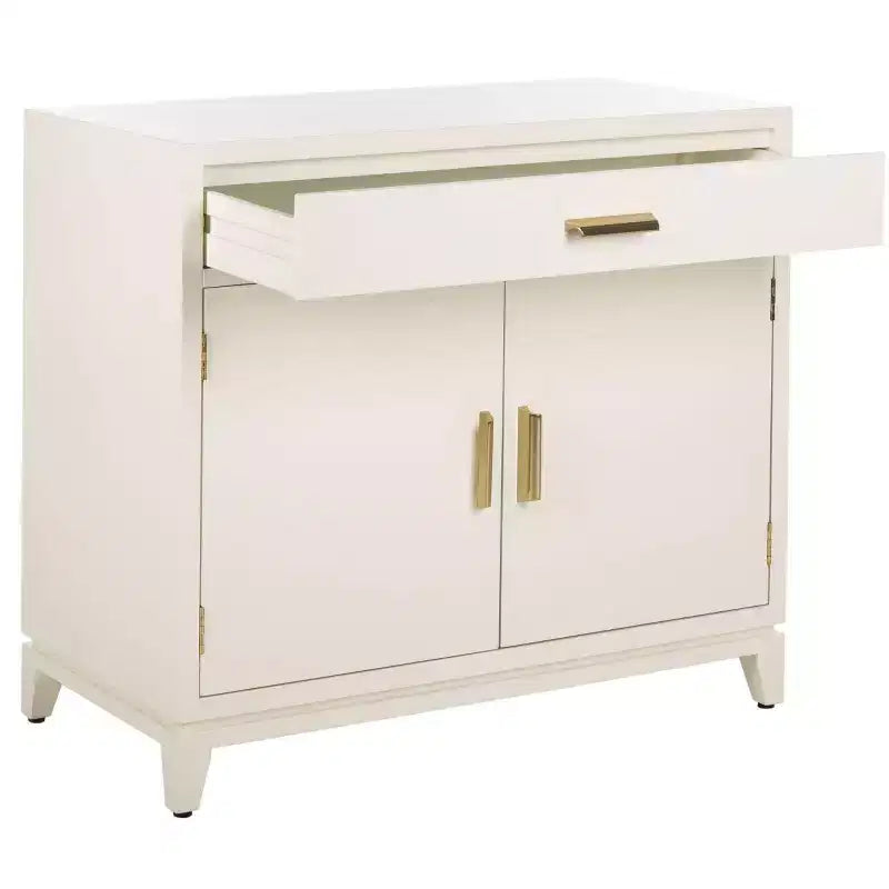 Commode 2 portes 1 tiroir Nigel - CHS6600 - Blanc/Laiton -