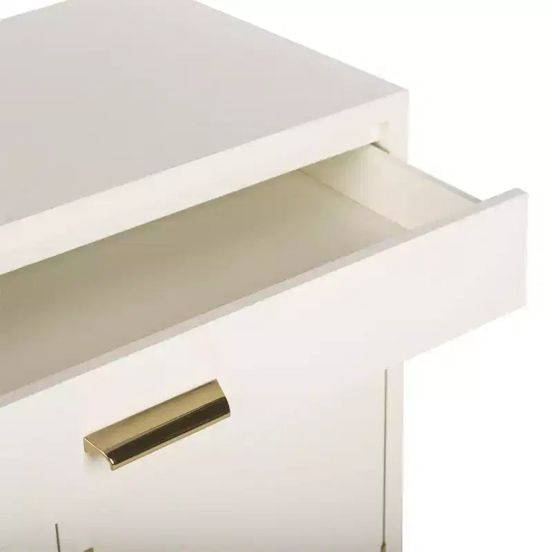 Commode 2 portes 1 tiroir Nigel - CHS6600 - Blanc/Laiton -