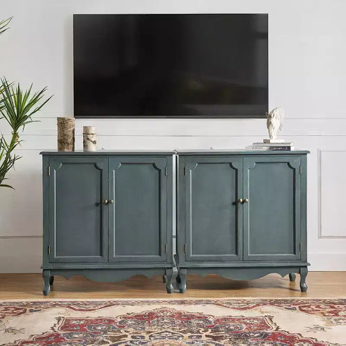 Meuble d'appoint de style rustique à 2 portes de 34 po de hauteur avec pieds réglables, ensemble de 2 | Hulala Home