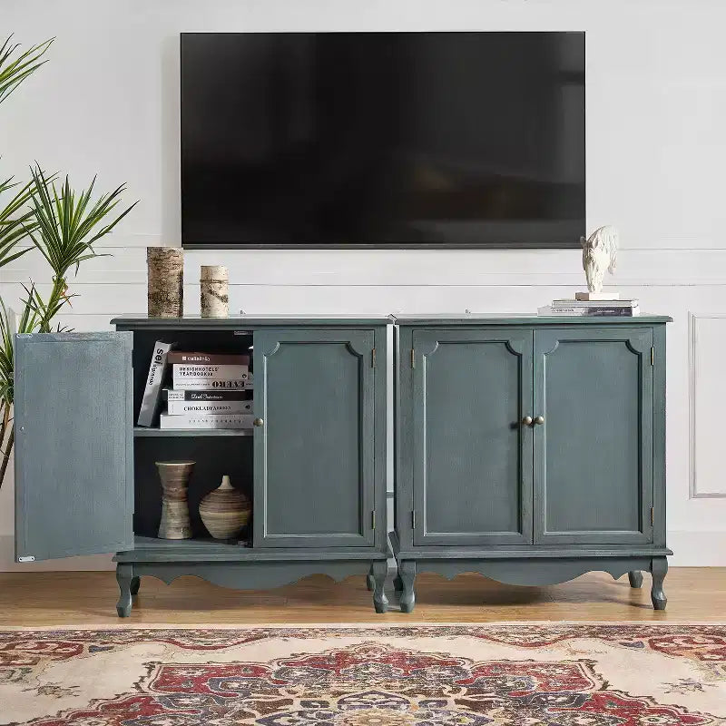 Meuble d'appoint de style rustique à 2 portes de 34 po de hauteur avec pieds réglables, ensemble de 2 | Hulala Home