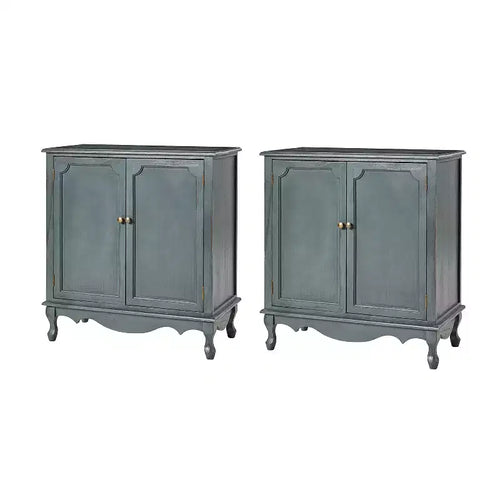 Hippe 34Tall-2 Door Farmhouse Style Accent Cabinet with Adjustable Legs Set of 2|Hulala Home