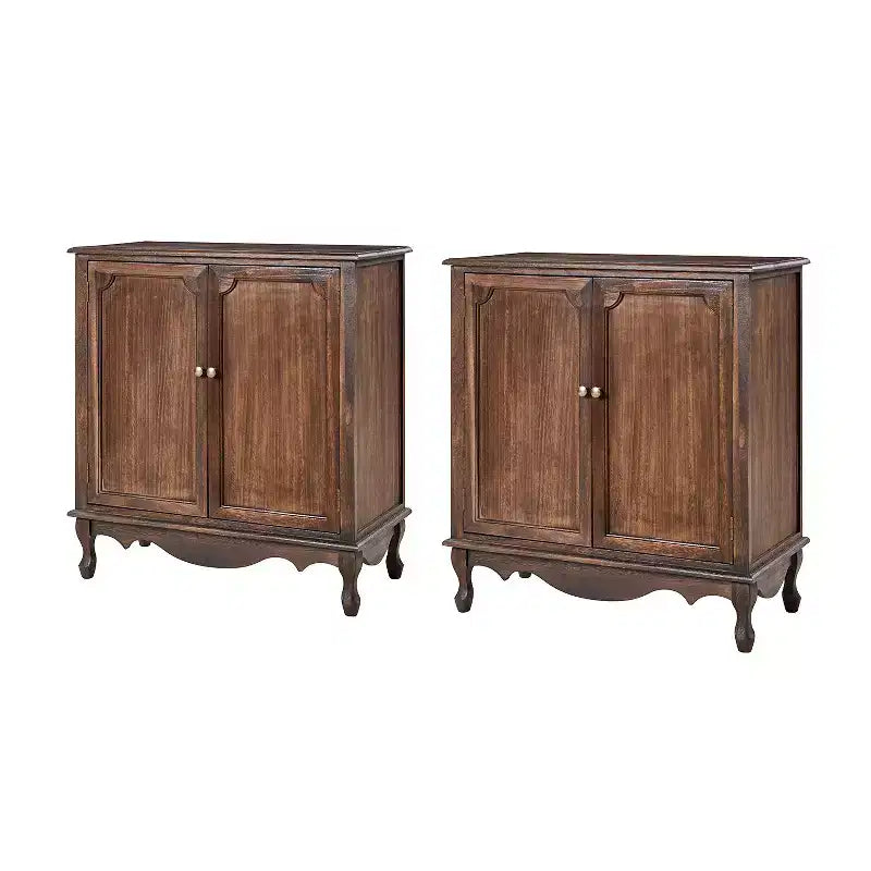 Meuble d'appoint de style rustique à 2 portes de 34 po de hauteur avec pieds réglables, ensemble de 2 | Hulala Home