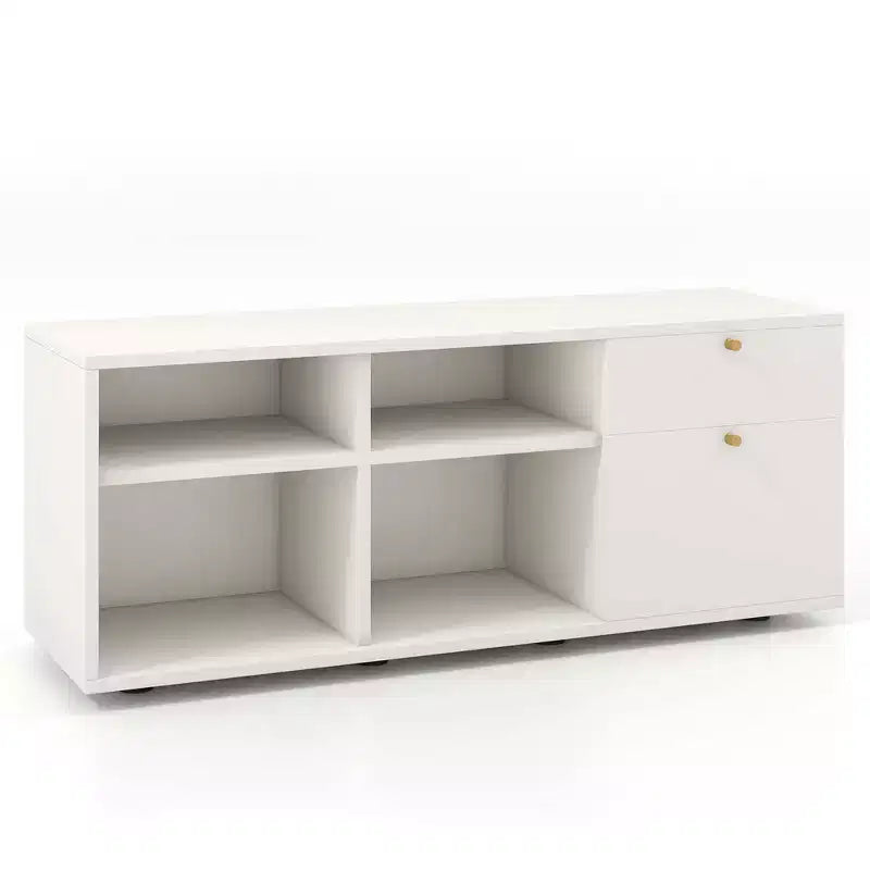 Armoire de rangement avec 2 tiroirs 4 cubes, pieds réglables, meuble d'exposition blanc