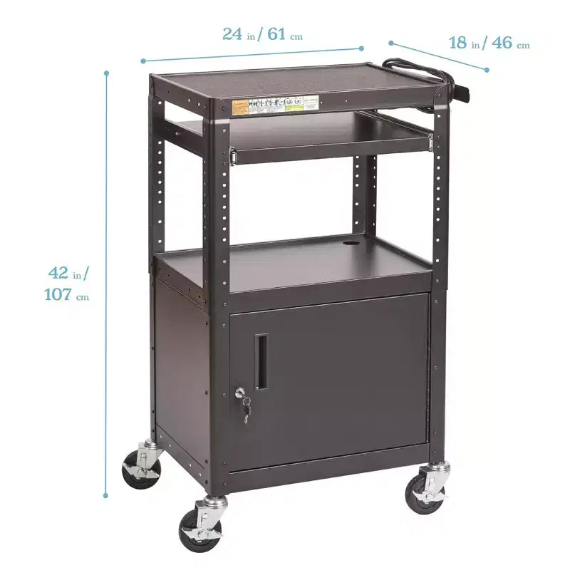 Chariot mobile AV avec support de présentation et boîtier de rangement, chariot technologique, noir