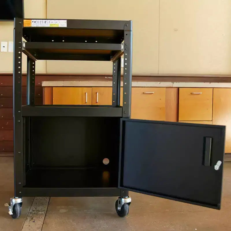 Chariot mobile AV avec support de présentation et boîtier de rangement, chariot technologique, noir