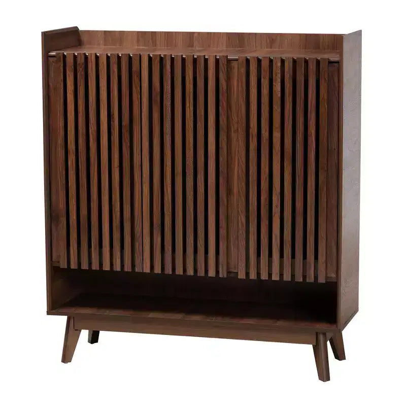Meuble à chaussures en bois noyer style Mid-Century Modern Delaire