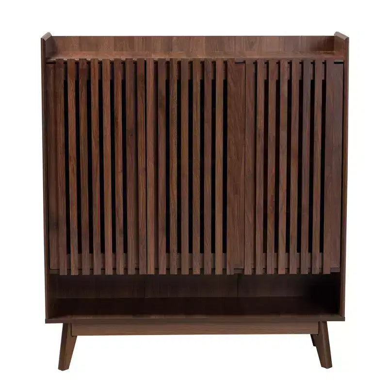 Meuble à chaussures en bois noyer style Mid-Century Modern Delaire