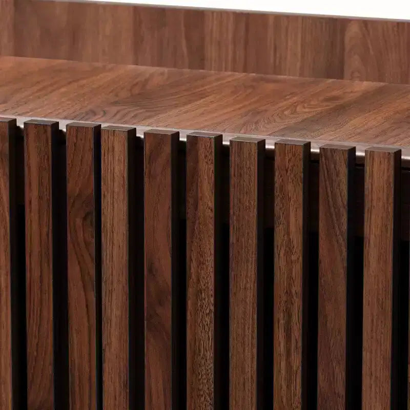 Meuble à chaussures en bois noyer style Mid-Century Modern Delaire
