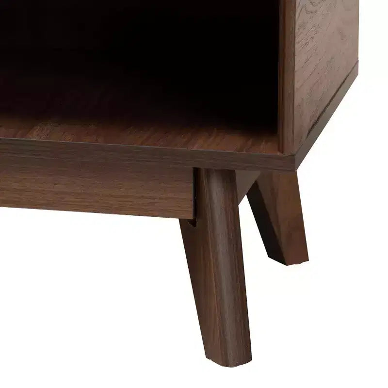 Meuble à chaussures en bois noyer style Mid-Century Modern Delaire