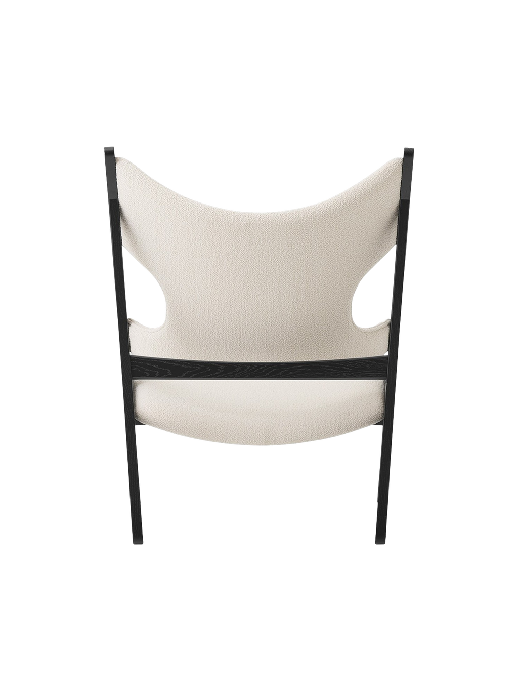 Fauteuil Lounge Mid-Century en Chêne Noir et Bouclé avec Design Ergonomique en Tricot pour Salon