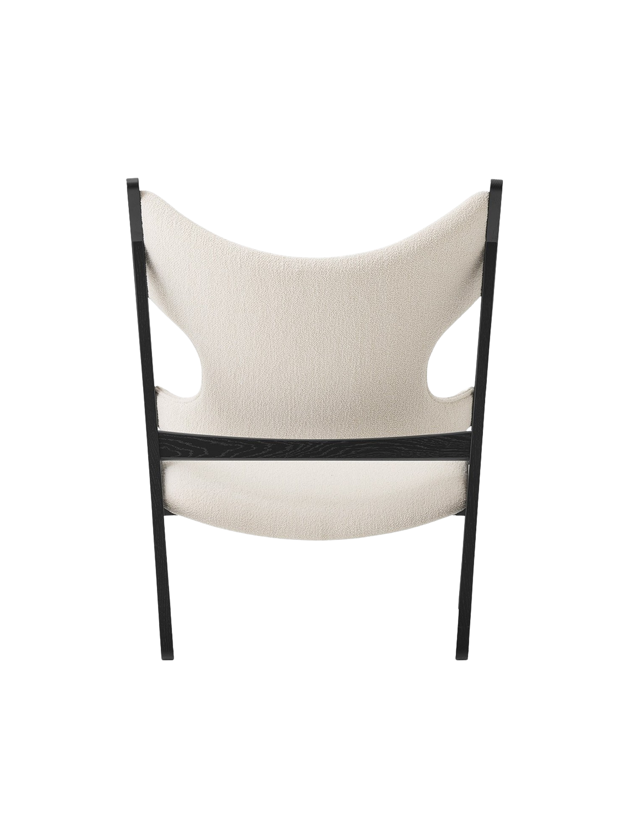 Fauteuil Lounge Mid-Century en Chêne Noir et Bouclé avec Design Ergonomique en Tricot pour Salon