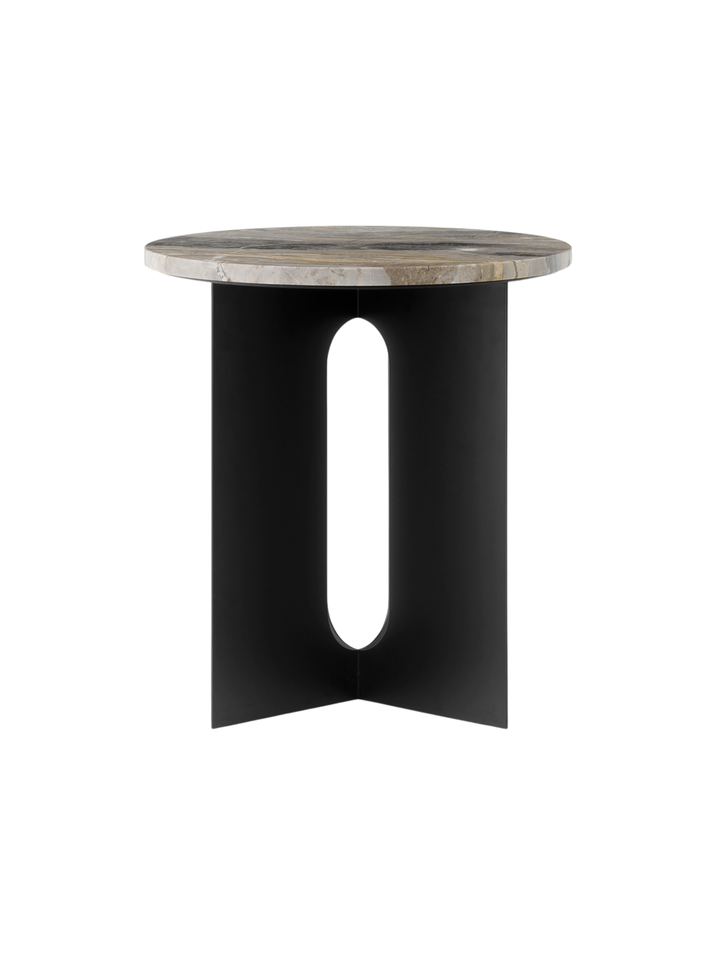 Table d'appoint contemporaine en acier et marbre Ø40 avec pieds en métal thermolaqué pour salon et chambre