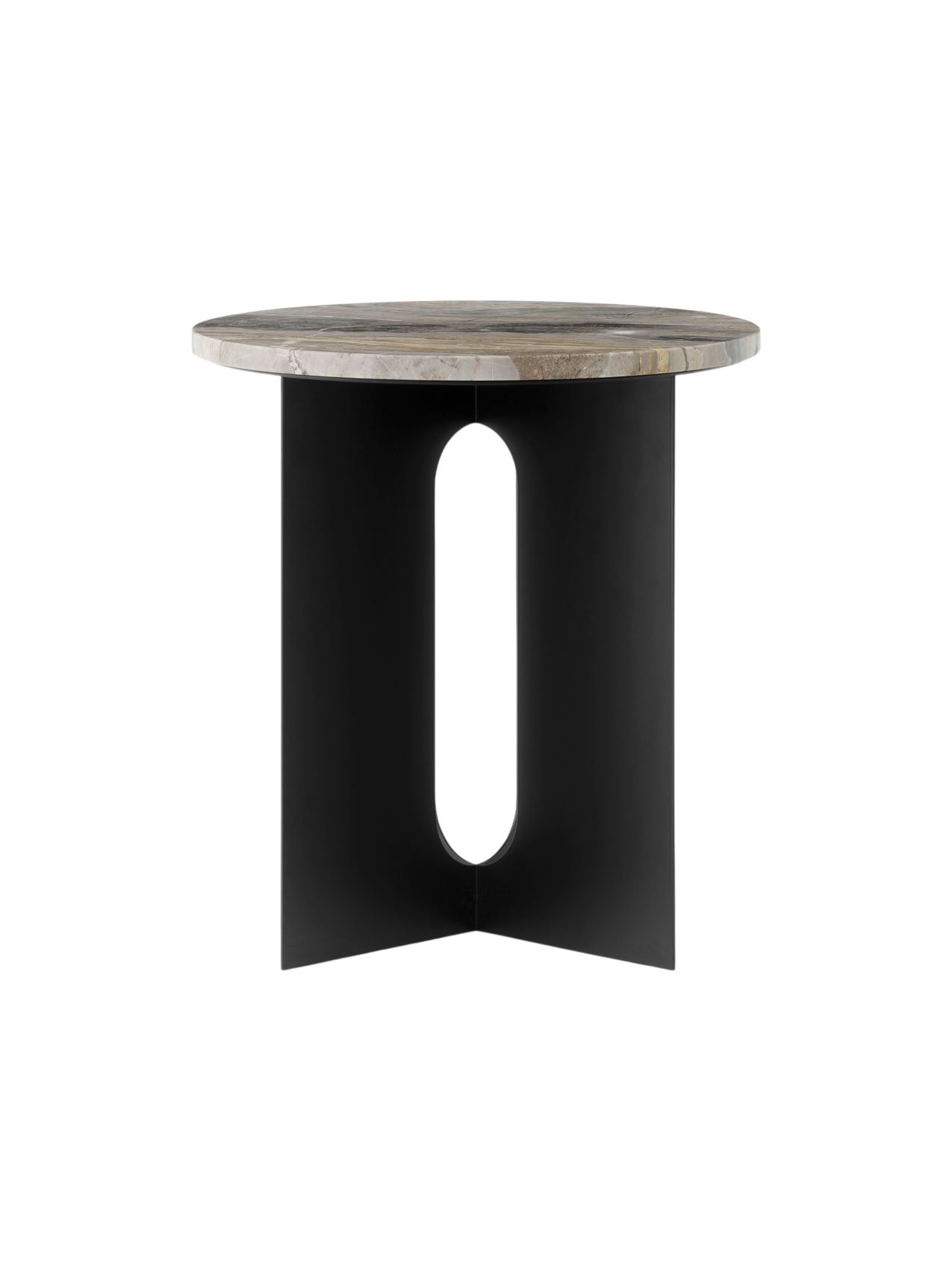 Table d'appoint contemporaine en acier et marbre Ø40 avec pieds en métal thermolaqué pour salon et chambre