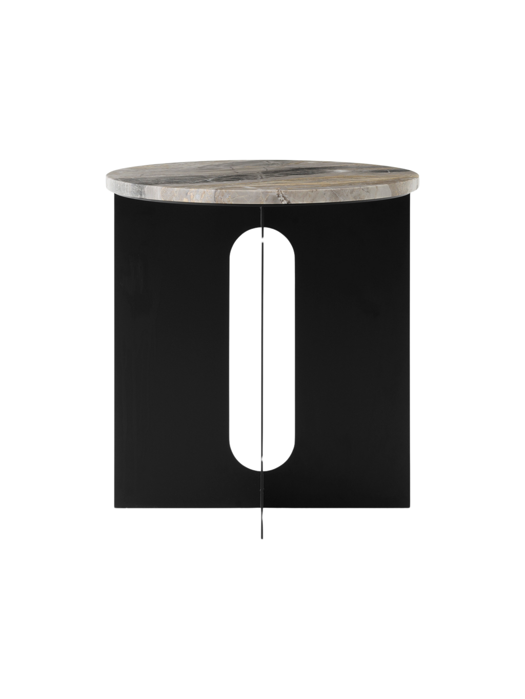 Table d'appoint contemporaine en acier et marbre Ø40 avec pieds en métal thermolaqué pour salon et chambre