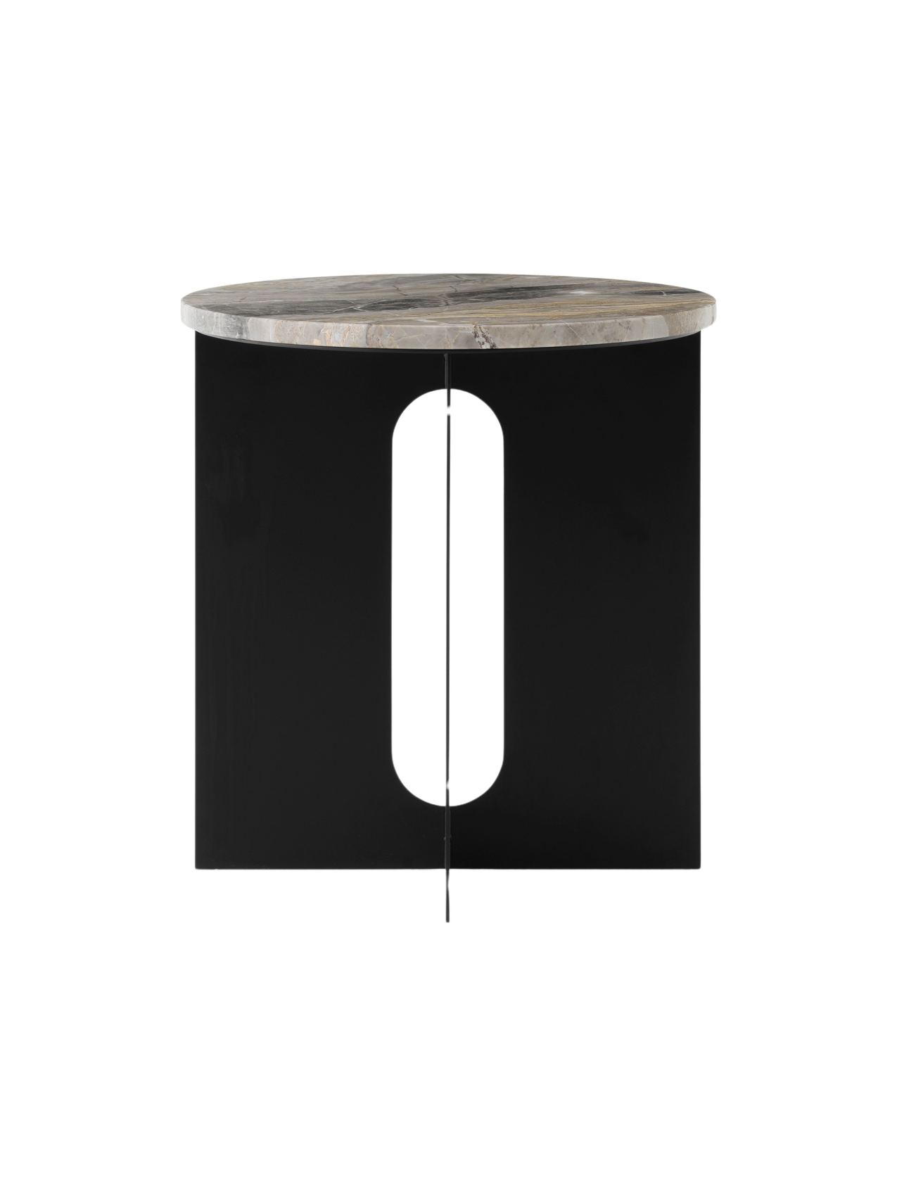 Table d'appoint contemporaine en acier et marbre Ø40 avec pieds en métal thermolaqué pour salon et chambre