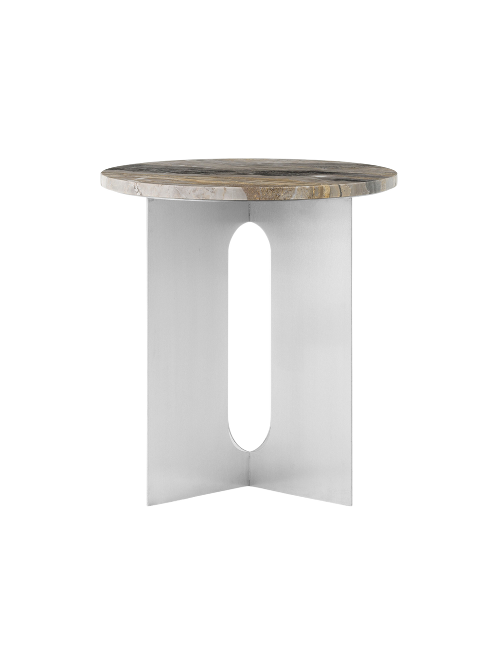Table d'appoint contemporaine en acier et marbre Ø40 avec pieds en métal thermolaqué pour salon et chambre