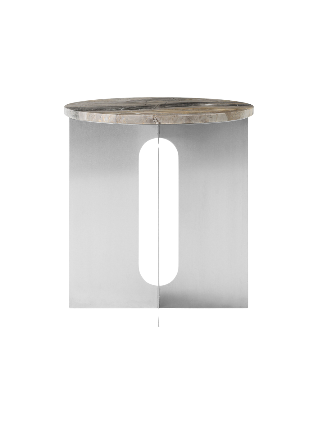 Table d'appoint contemporaine en acier et marbre Ø40 avec pieds en métal thermolaqué pour salon et chambre