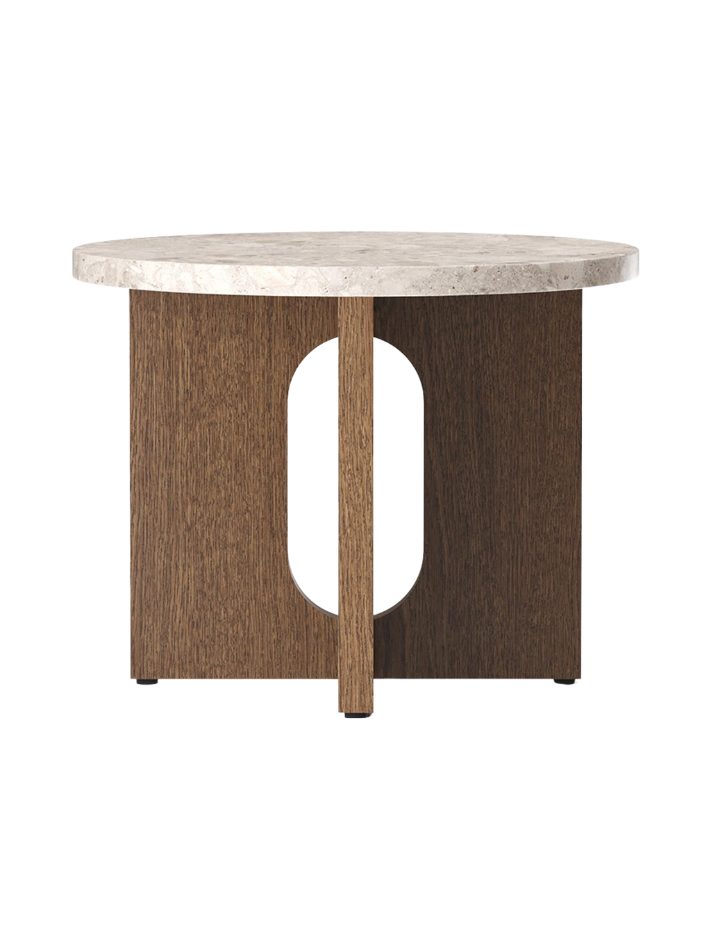 Table d'appoint scandinave en chêne et pierre Ø50 avec plateau rond en porte-à-faux pour le salon et la chambre à coucher
