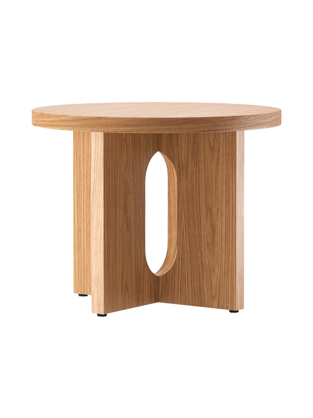 Table d'appoint scandinave en chêne et pierre Ø50 avec plateau rond en porte-à-faux pour le salon et la chambre à coucher