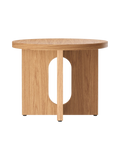 Table d'appoint scandinave en chêne et pierre Ø50 avec plateau rond en porte-à-faux pour le salon et la chambre à coucher