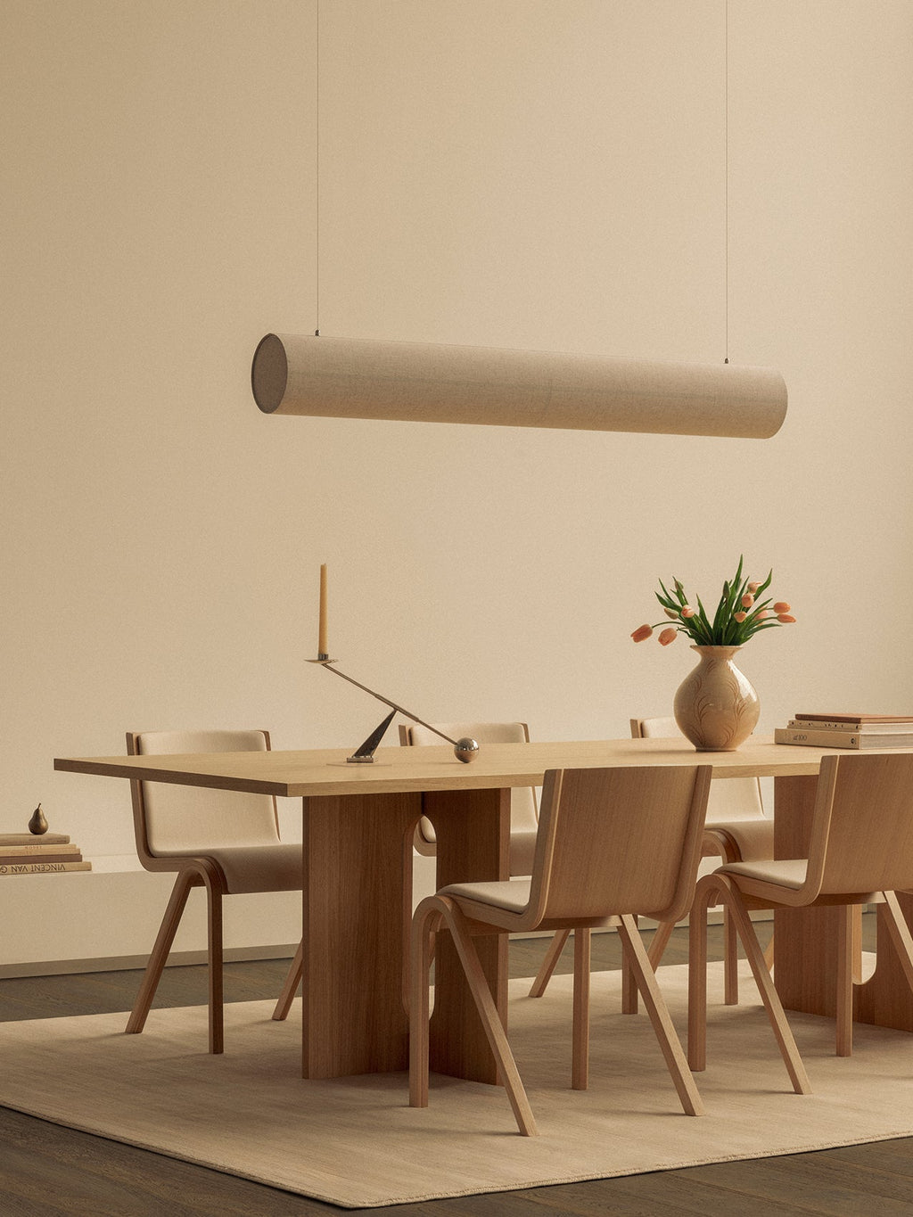 Chaise de salle à manger en placage de chêne scandinave, rembourrée à l'avant, avec conception en porte-à-faux empilable pour salle à manger