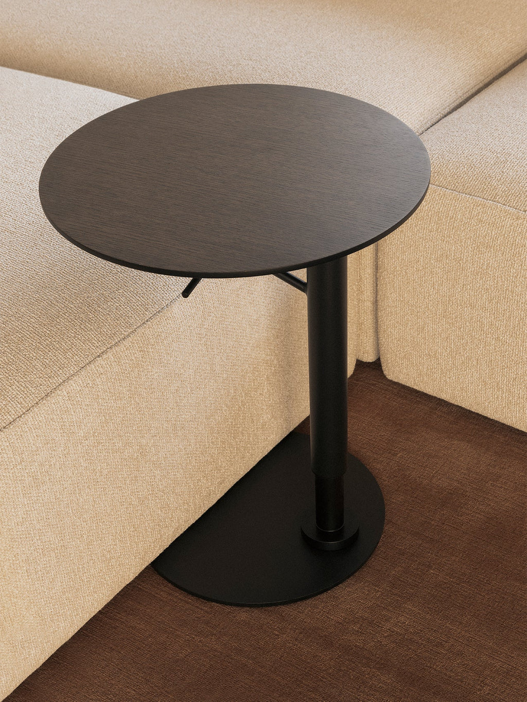 Table d'appoint réglable en hauteur, en acier noir et linoléum, de style contemporain, pour salon et bureau à domicile