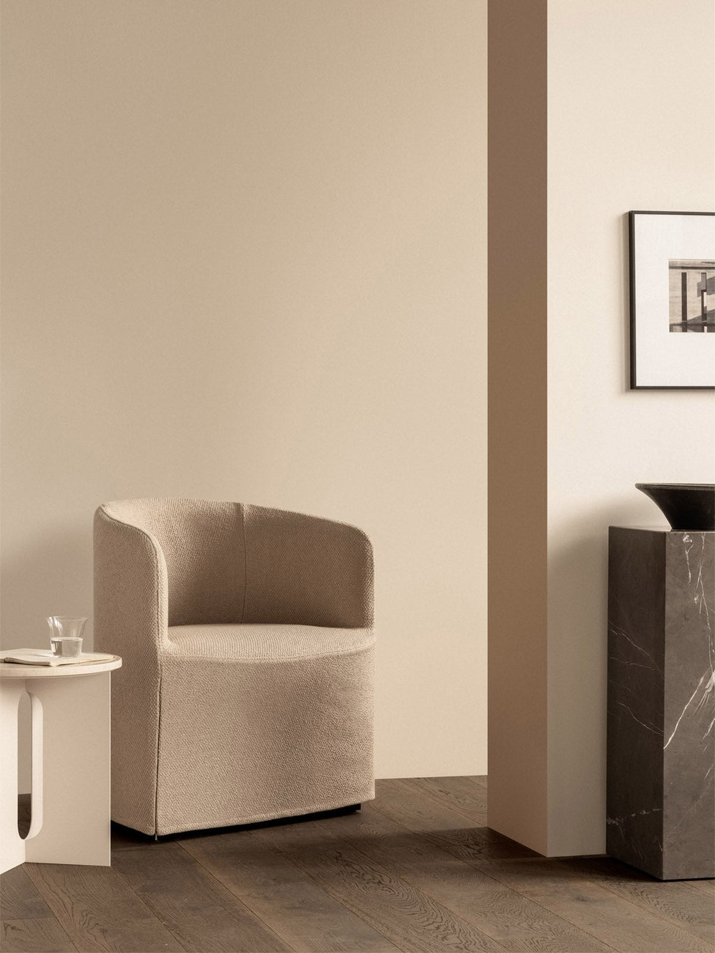 Fauteuil club contemporain en bouclette coton avec housse amovible et lavable pour salon
