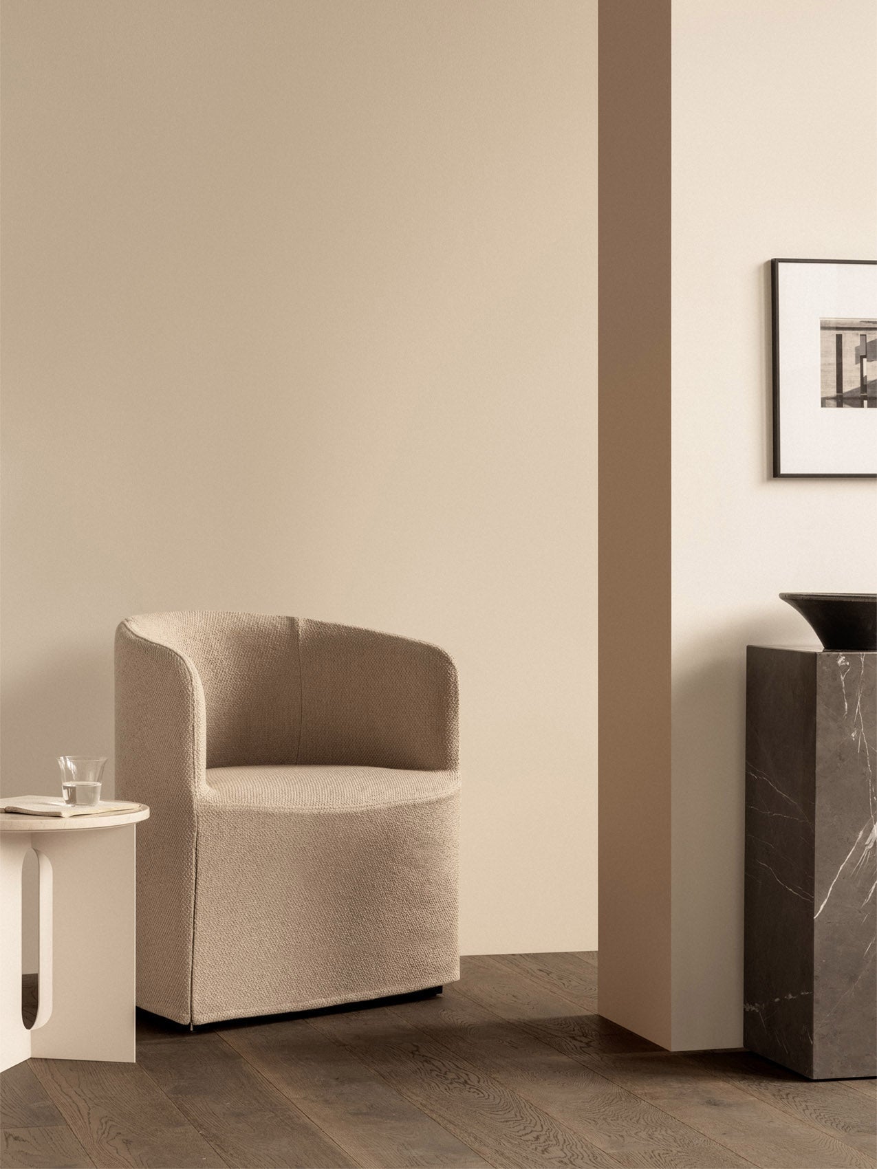 Fauteuil club contemporain en bouclette coton avec housse amovible et lavable pour salon