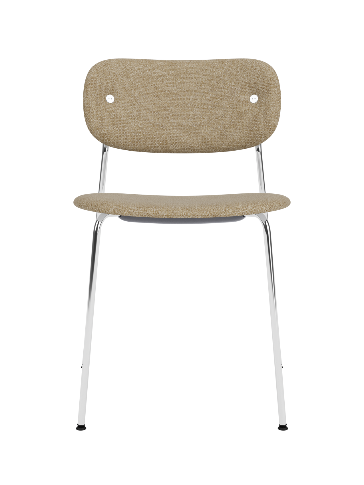 Chaise de salle à manger contemporaine entièrement rembourrée Piètement chromé avec assise et dossier rembourrés