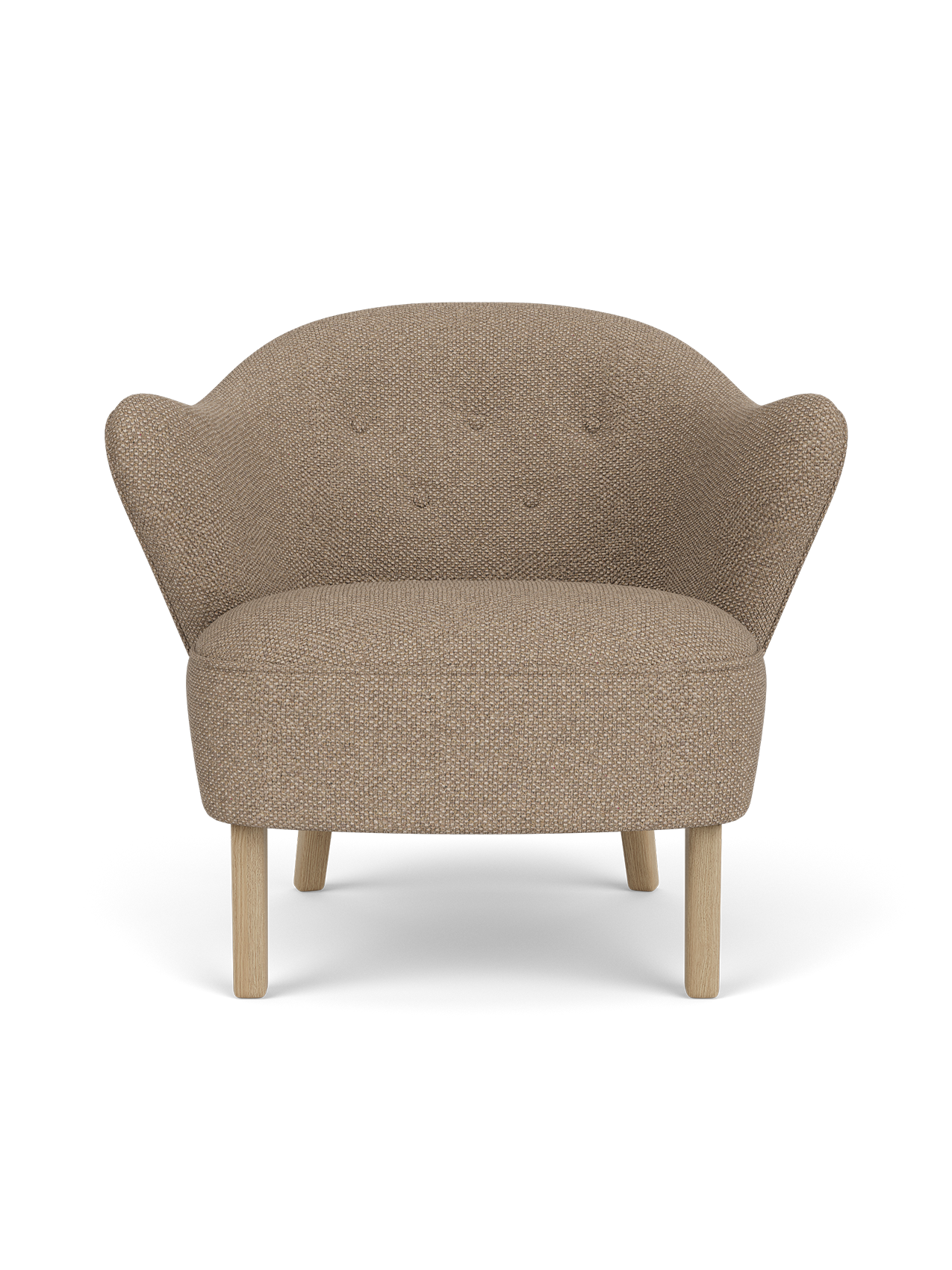 Fauteuil de salon tapissé de textile avec accoudoirs sculpturaux pour le salon