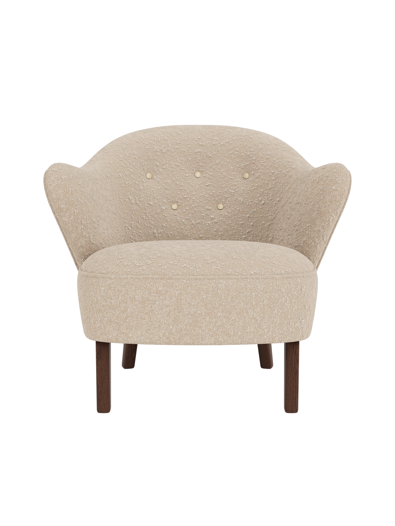 Fauteuil de salon tapissé de textile avec accoudoirs sculpturaux pour le salon