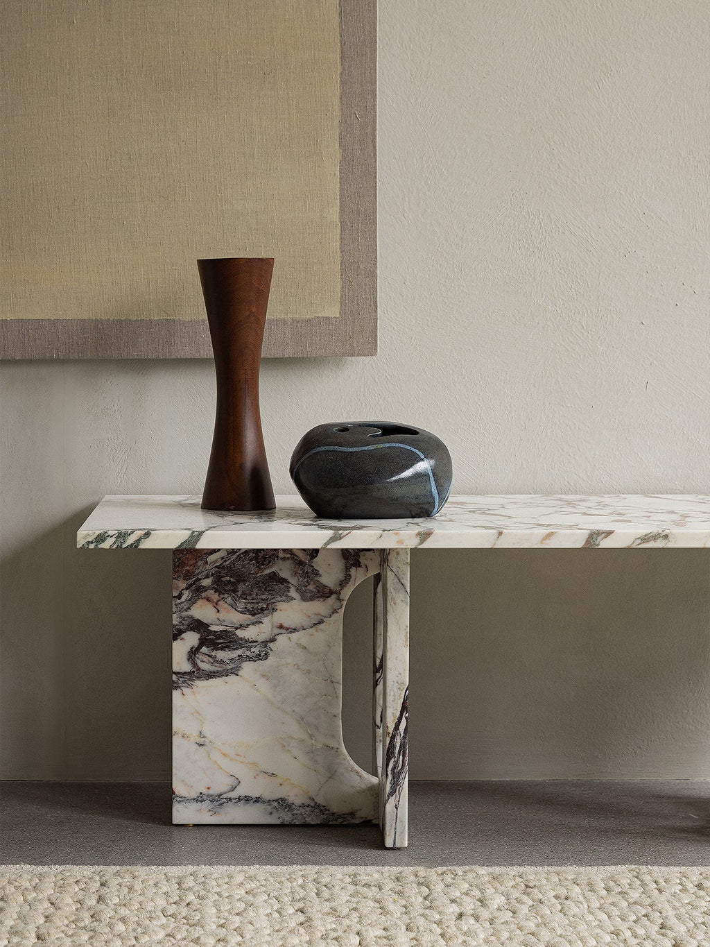 Table basse scandinave en marbre et pierre avec plateau en pierre naturelle pour salon
