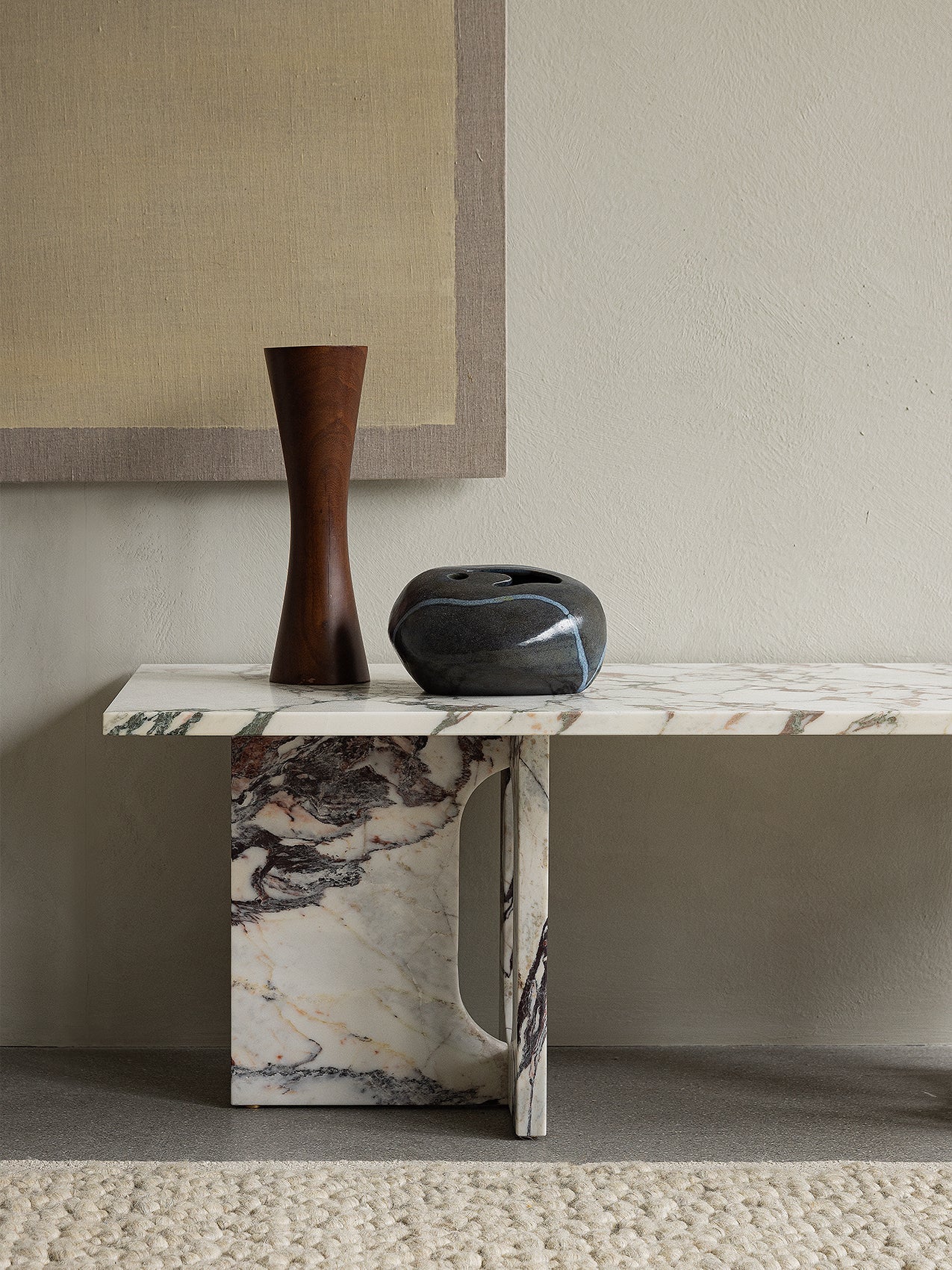 Table basse scandinave en marbre et pierre avec plateau en pierre naturelle pour salon