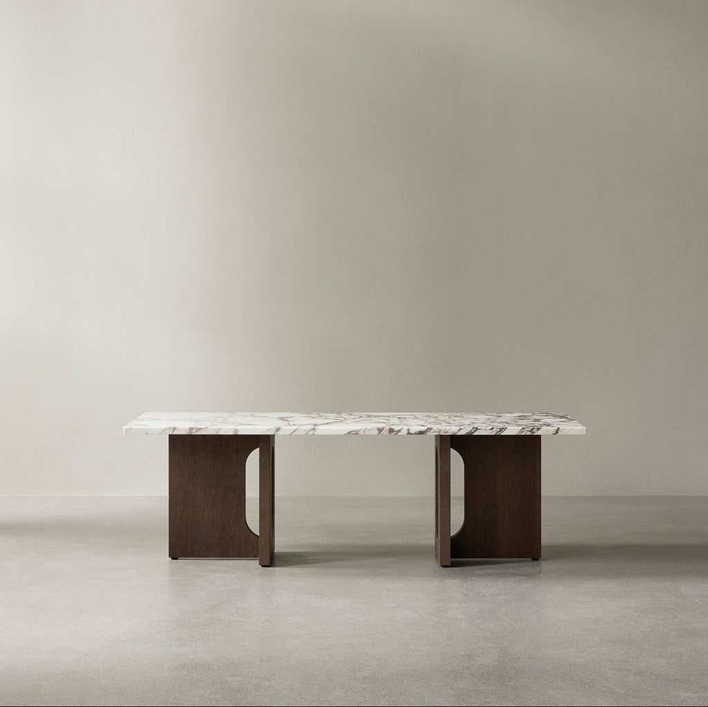 Table de salon scandinave en chêne et noyer avec banquette polyvalente pour salon