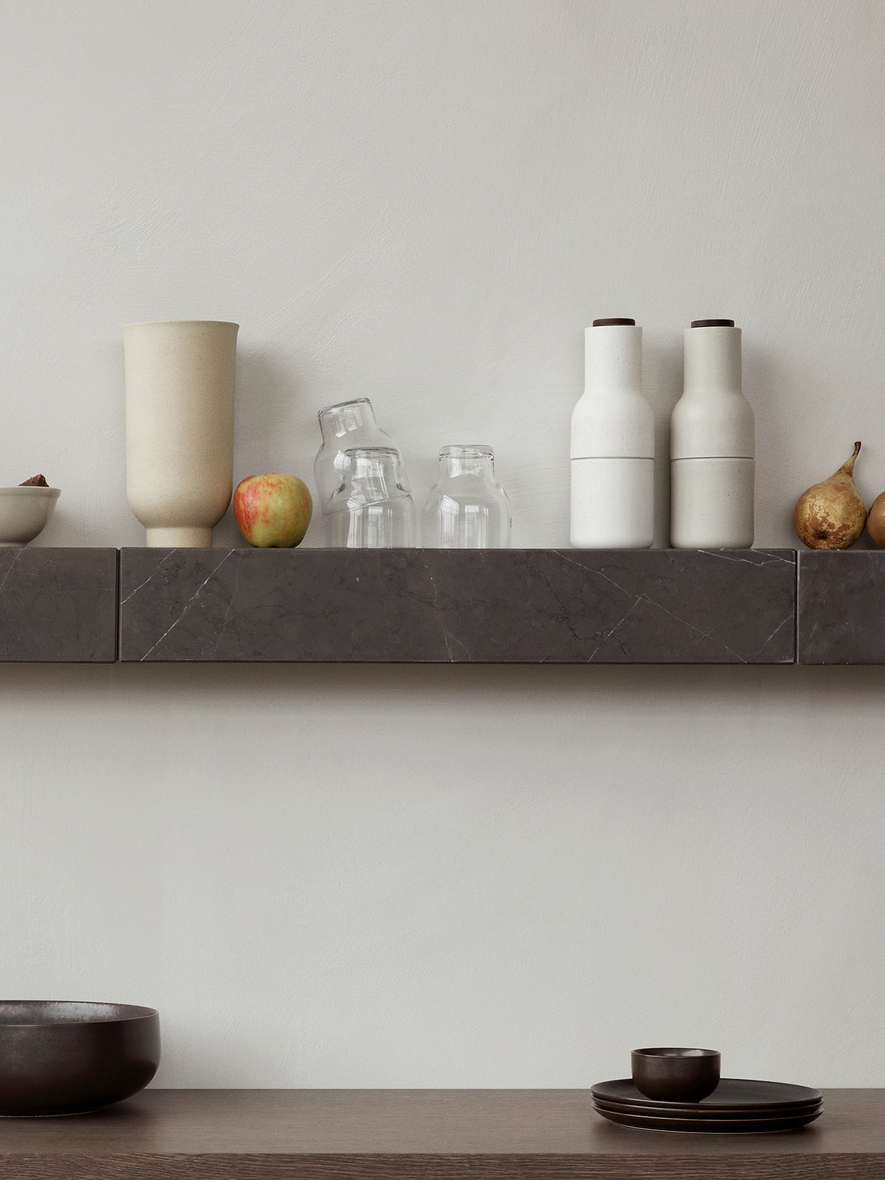 Étagère murale minimaliste en marbre et pierre avec affichage horizontal ou vertical pour le salon et le couloir