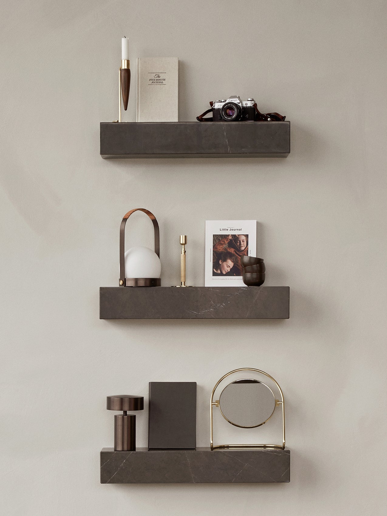 Étagère murale minimaliste en marbre et pierre avec affichage horizontal ou vertical pour le salon et le couloir