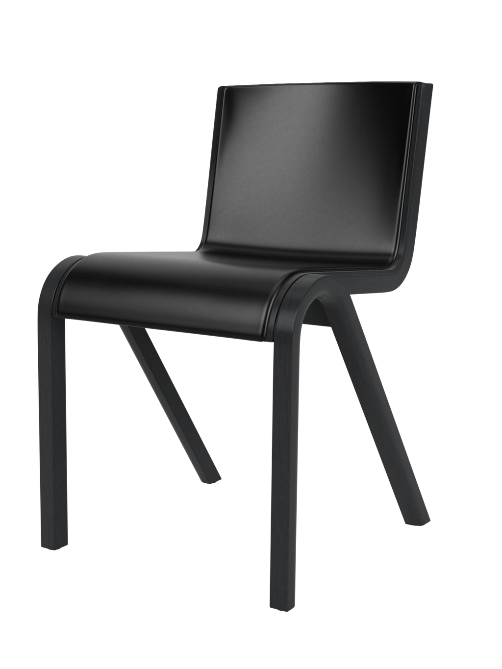 Chaise de salle à manger en placage de chêne scandinave, rembourrée à l'avant, avec conception en porte-à-faux empilable pour salle à manger