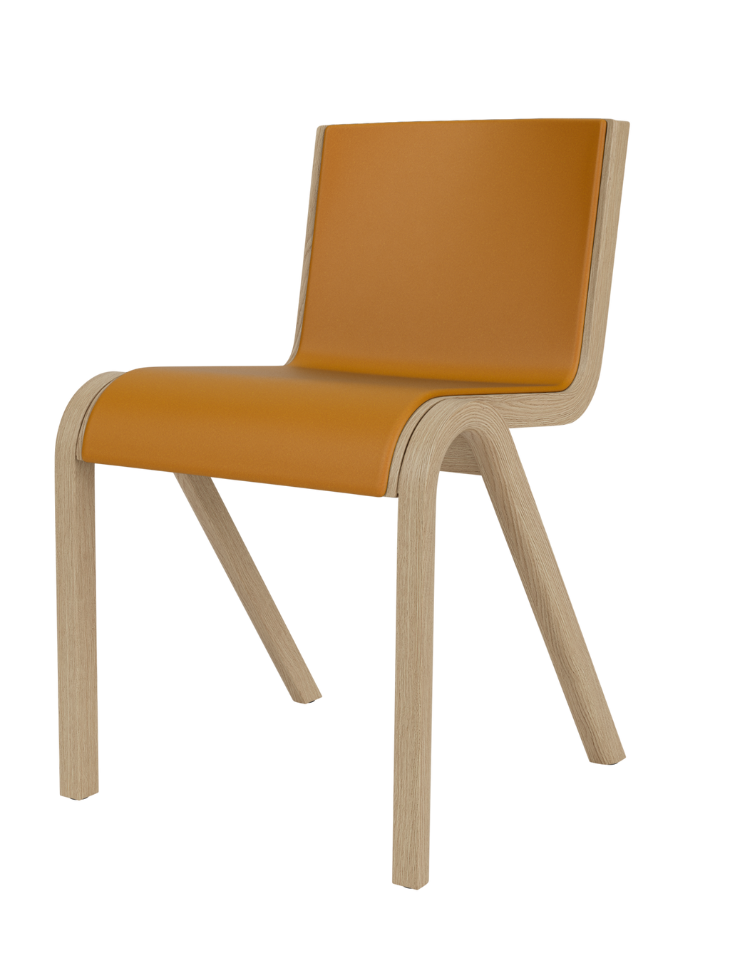Chaise de salle à manger en placage de chêne scandinave, rembourrée à l'avant, avec conception en porte-à-faux empilable pour salle à manger