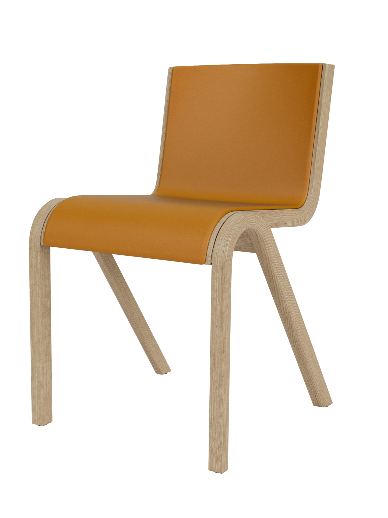 Chaise de salle à manger en placage de chêne scandinave, rembourrée à l'avant, avec conception en porte-à-faux empilable pour salle à manger