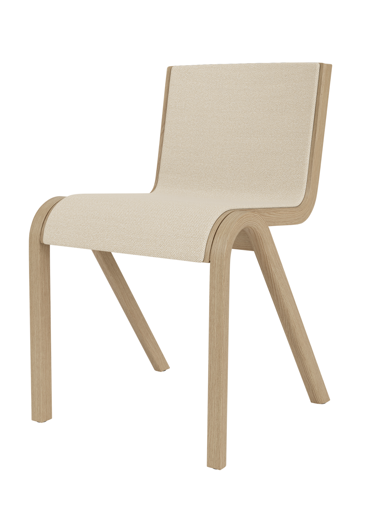 Chaise de salle à manger en placage de chêne scandinave, rembourrée à l'avant, avec conception en porte-à-faux empilable pour salle à manger