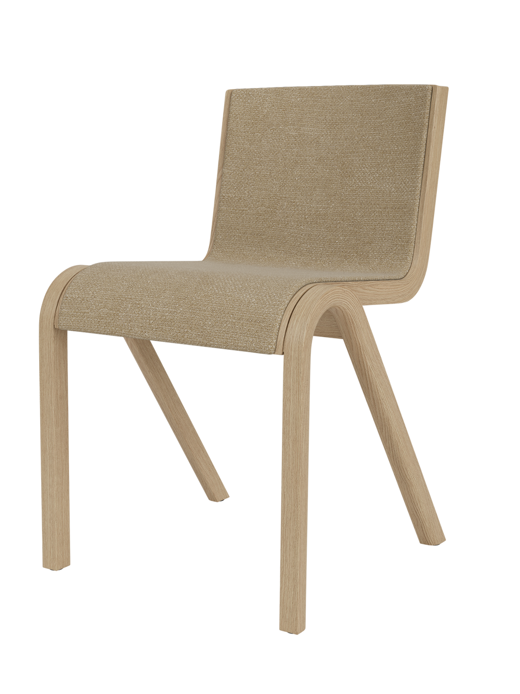 Chaise de salle à manger en placage de chêne scandinave, rembourrée à l'avant, avec conception en porte-à-faux empilable pour salle à manger