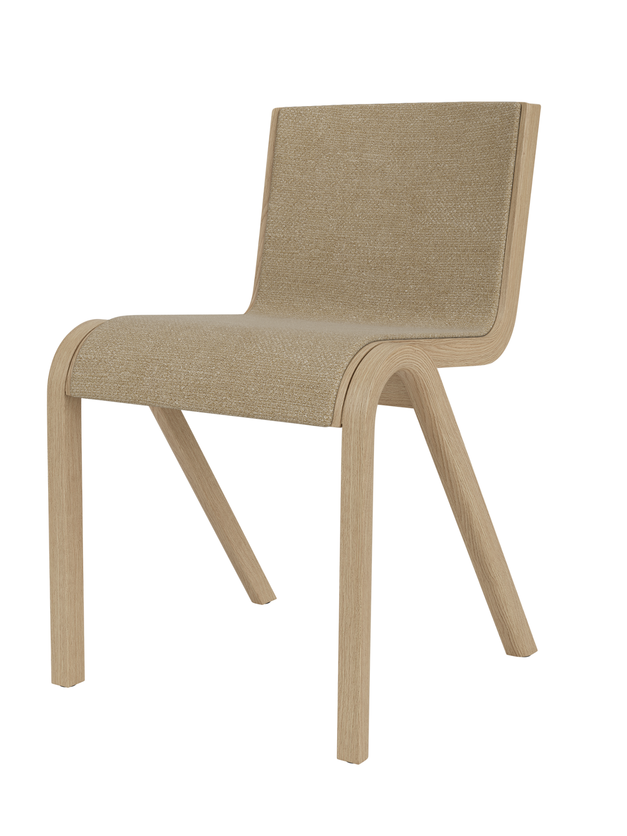 Chaise de salle à manger en placage de chêne scandinave, rembourrée à l'avant, avec conception en porte-à-faux empilable pour salle à manger